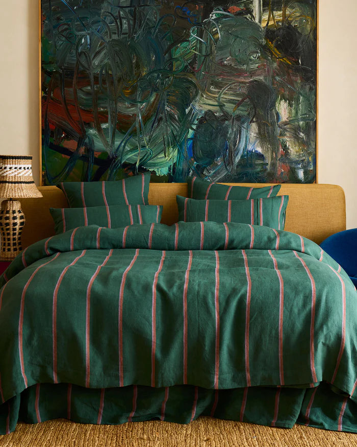 Wakame Crush Stripe Linen Quilt Cover