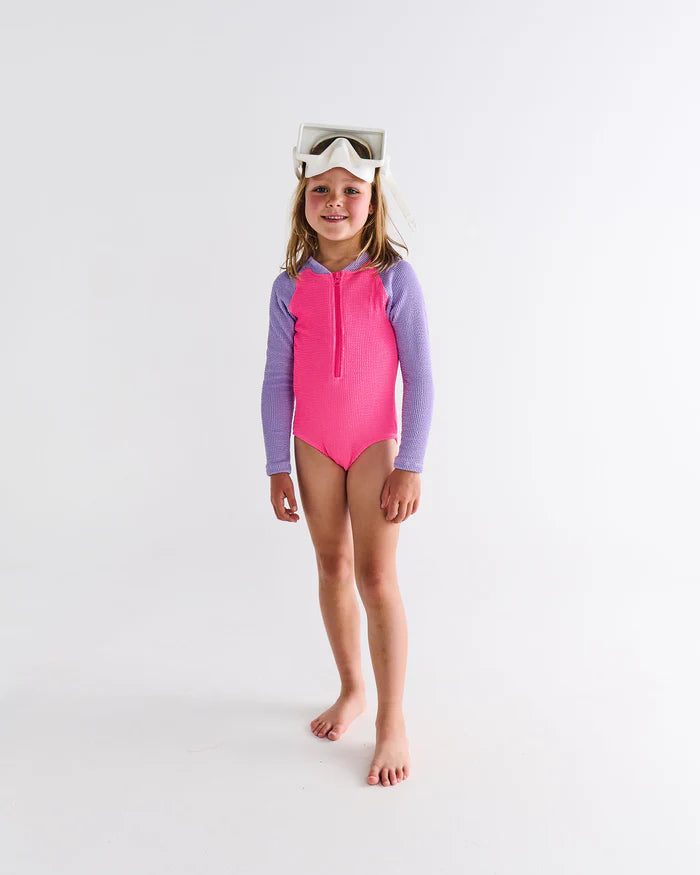 Sherbet Crinkle Long Sleeve Bathers