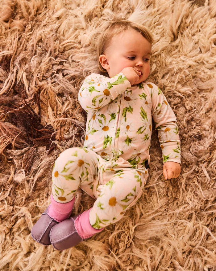 Sweet Daisy Organic Long Sleeve Zip Romper