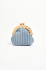 Pinstripe Denim Timber Frame Clutch