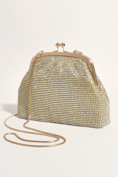 Disco Glam Purse Frame Clutch Gold