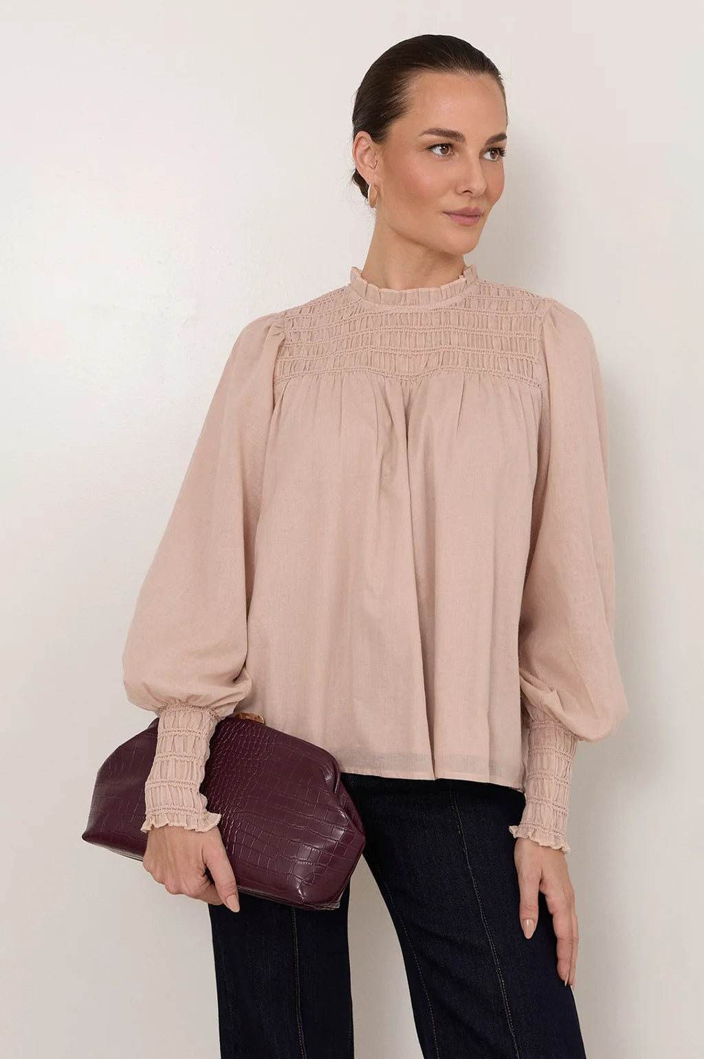 Croc Clip Top Event Clutch Wine