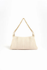 Arrow Weave Shoulder Bag - Stone