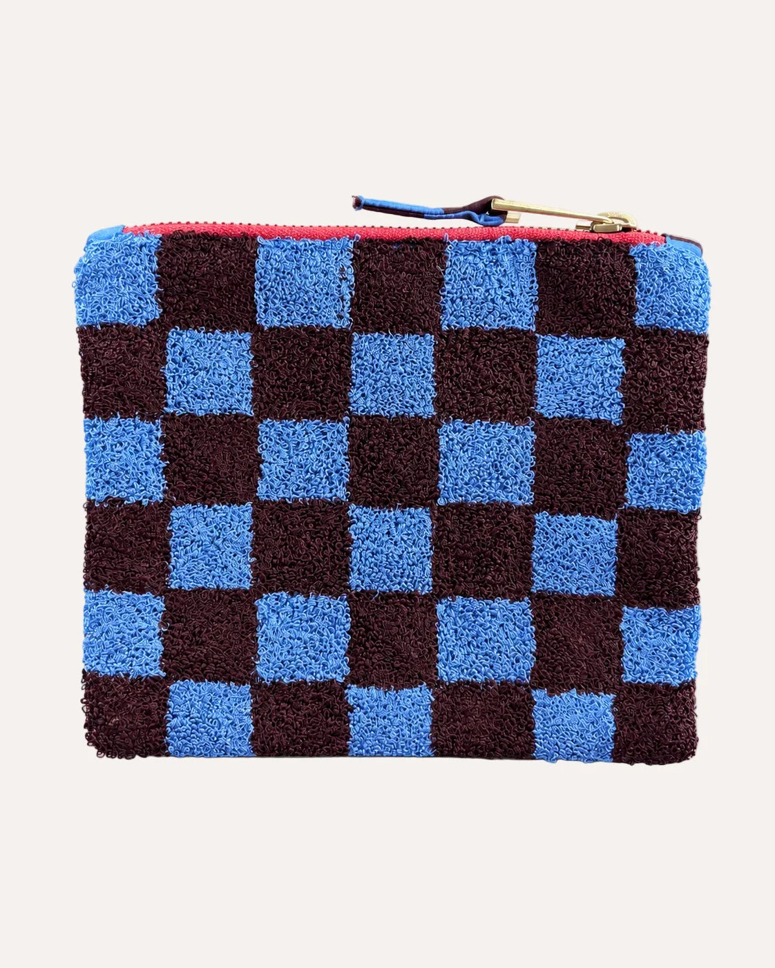 Azure Check Flat Pouch