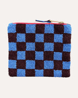 Azure Check Flat Pouch