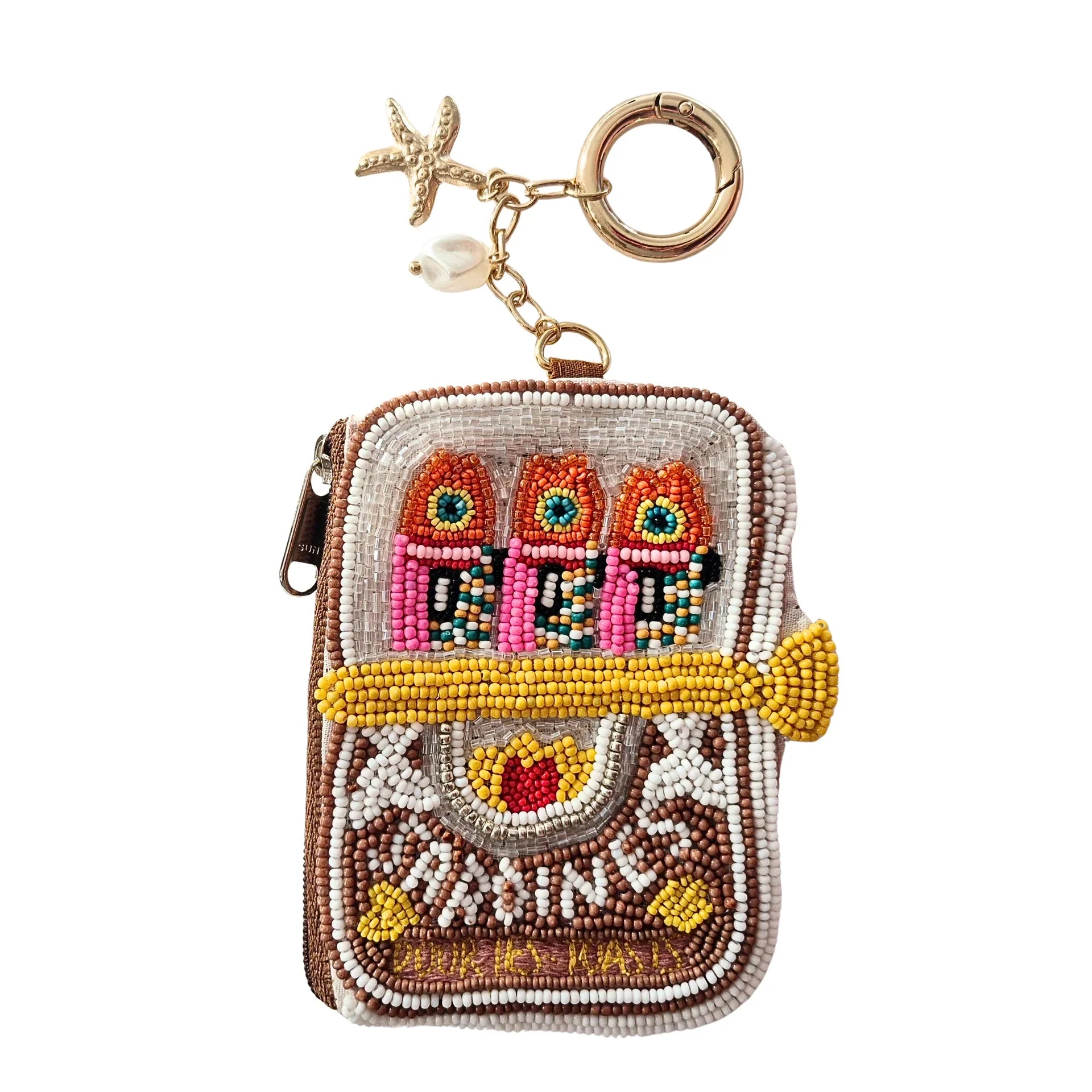 Sardines Beaded Keychain Pouch