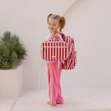 Burgundy Stripe Large Lunch Bag