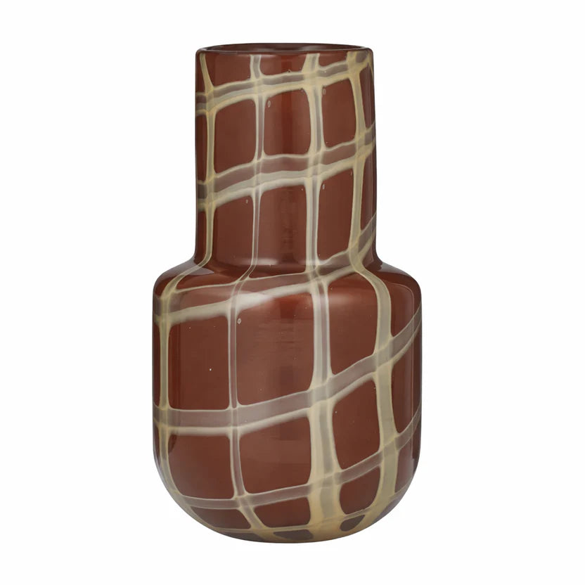 Gannon Glass Vase 13x25cm Choc/Ivory
