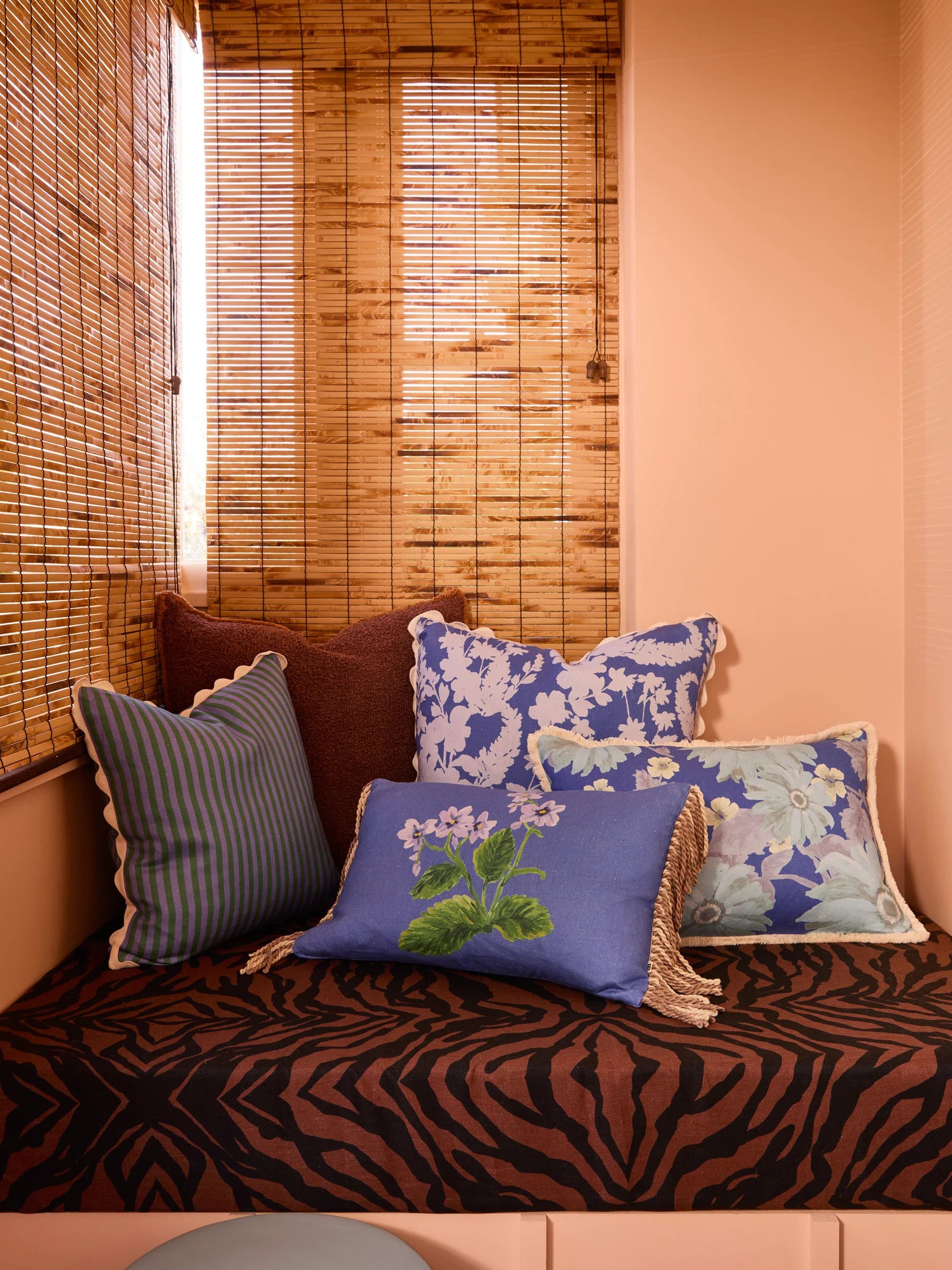 Cottage Garden Blue Linen Cushion