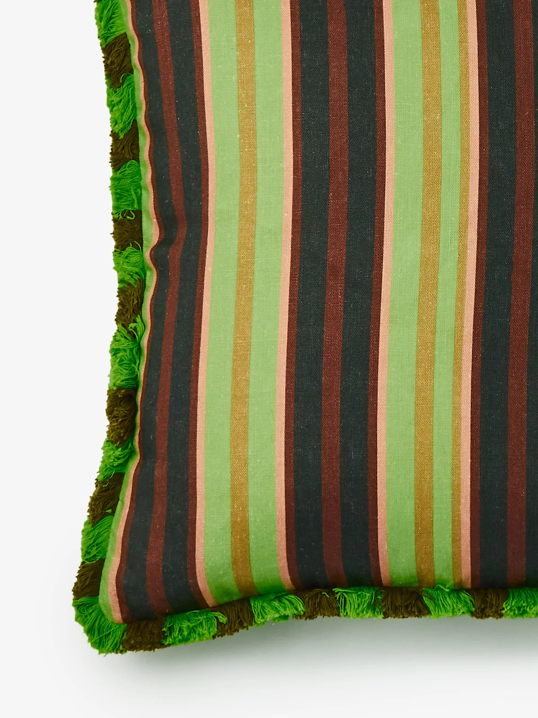 Suiting Stripe Emerald Linen Cushion