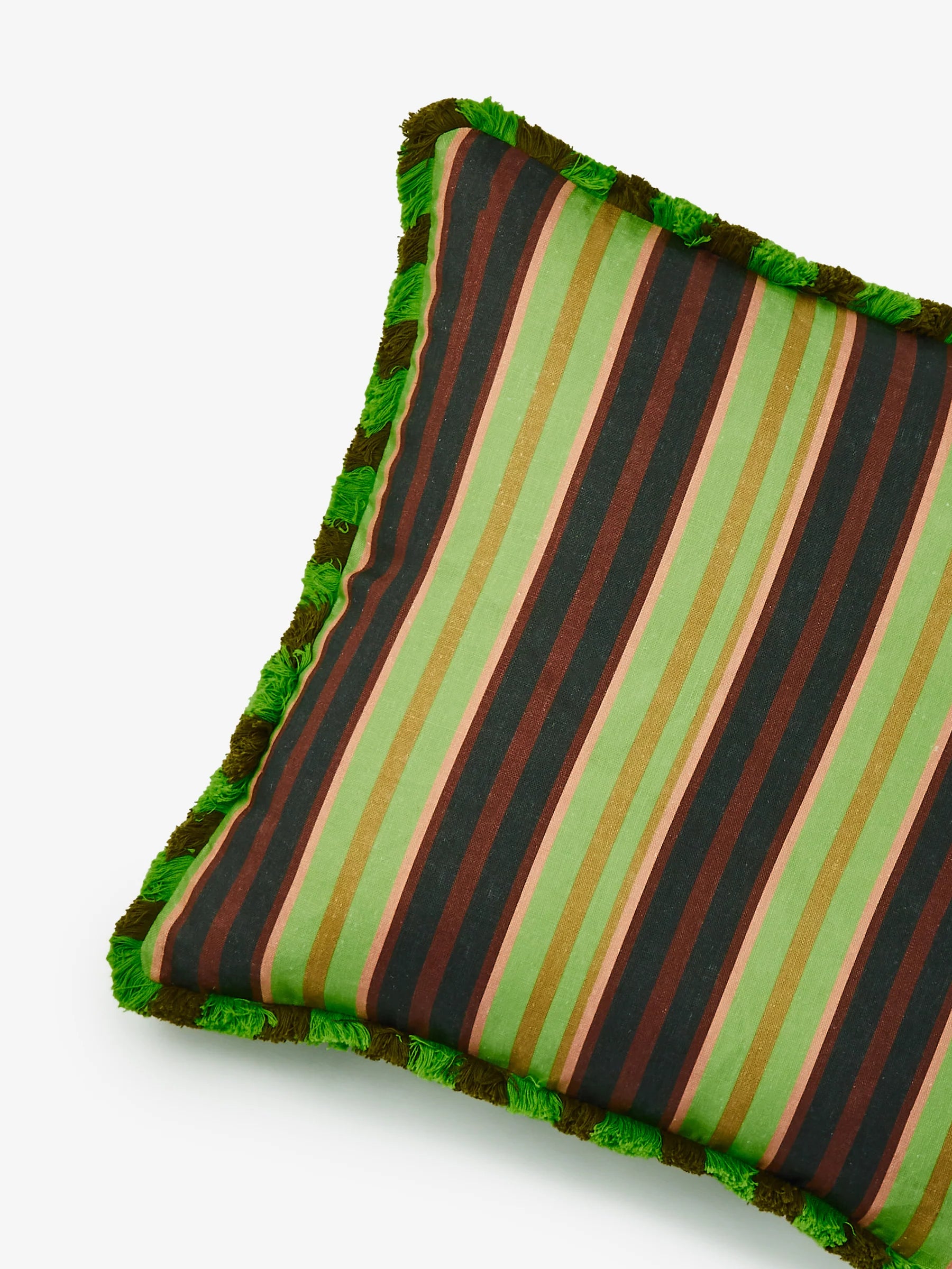 Suiting Stripe Emerald Linen Cushion