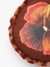 Wild Pansy Chocolate Linen Round Cushion