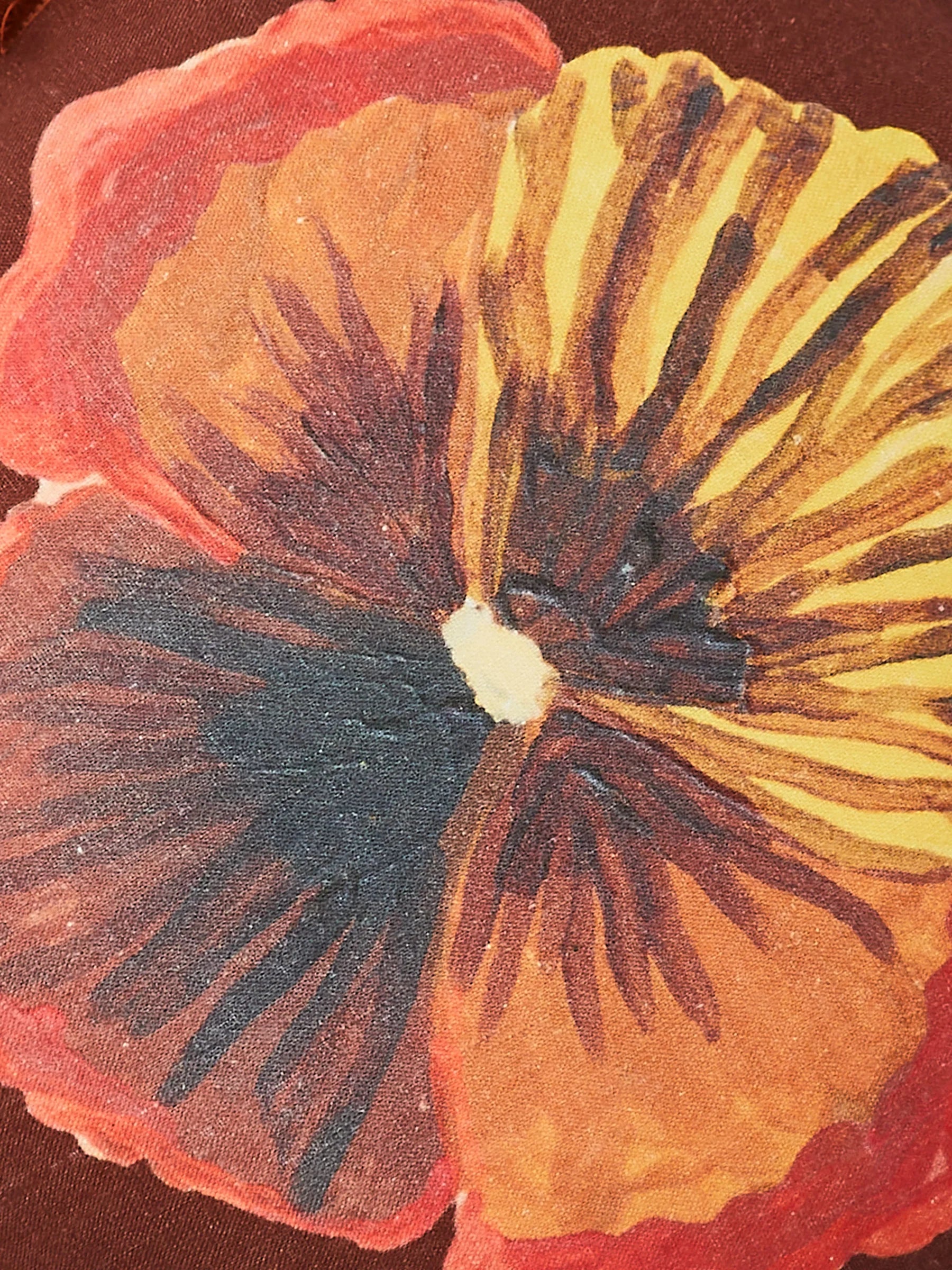 Wild Pansy Chocolate Linen Round Cushion