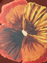 Wild Pansy Chocolate Linen Round Cushion