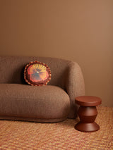 Wild Pansy Chocolate Linen Round Cushion