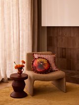 Wild Pansy Chocolate Linen Round Cushion