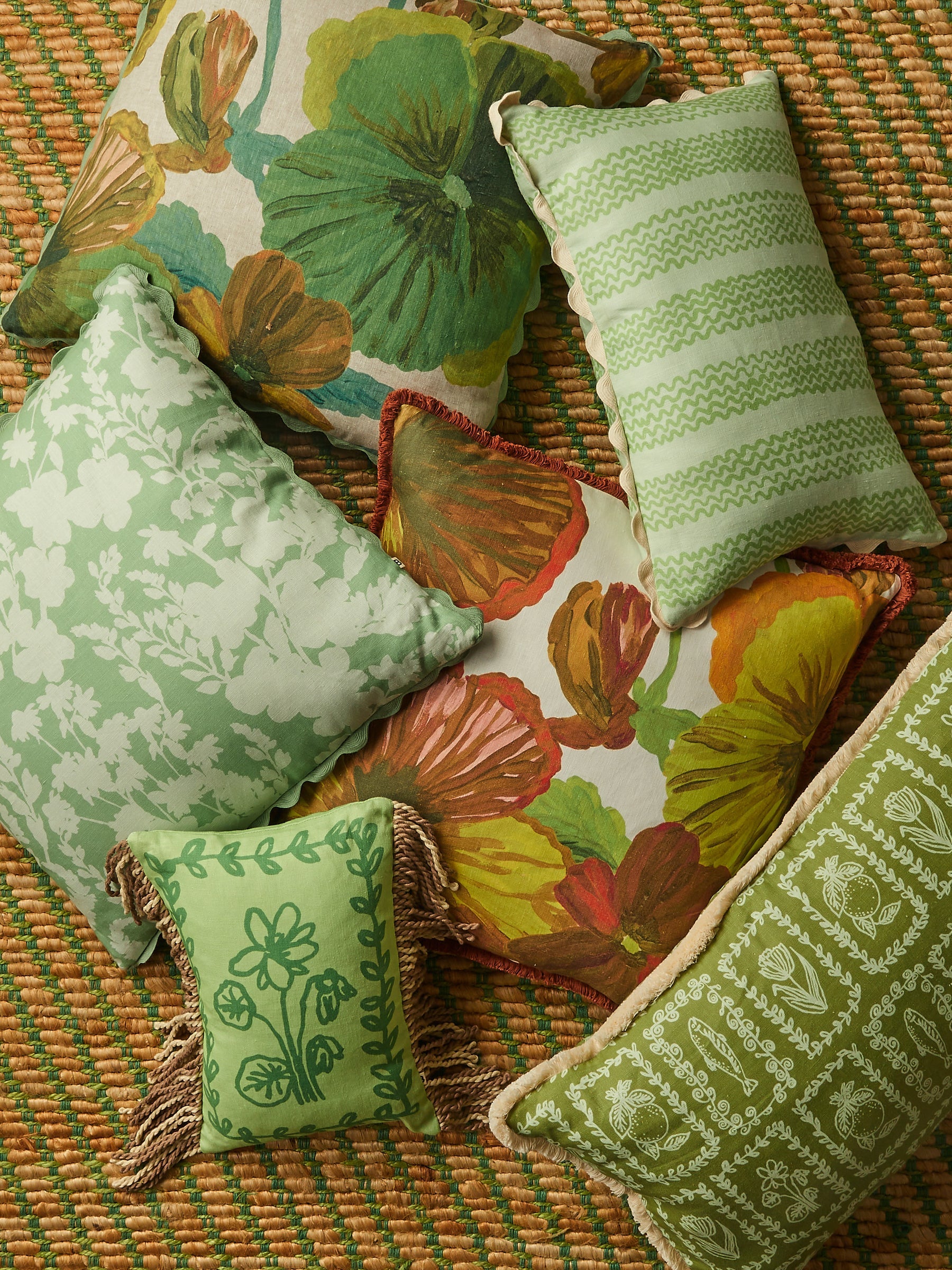 Petra Green Linen Cushion