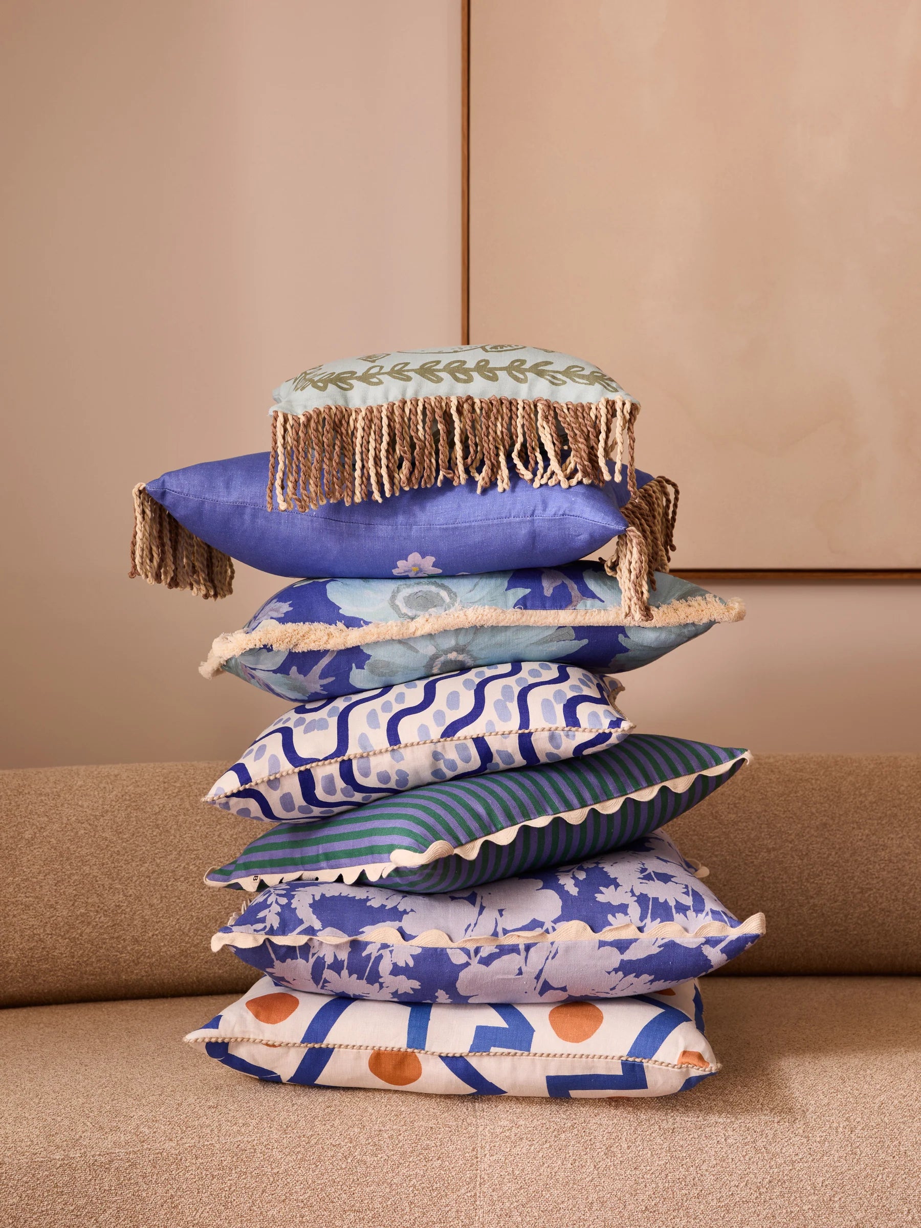 Petra Blue Linen Cushion