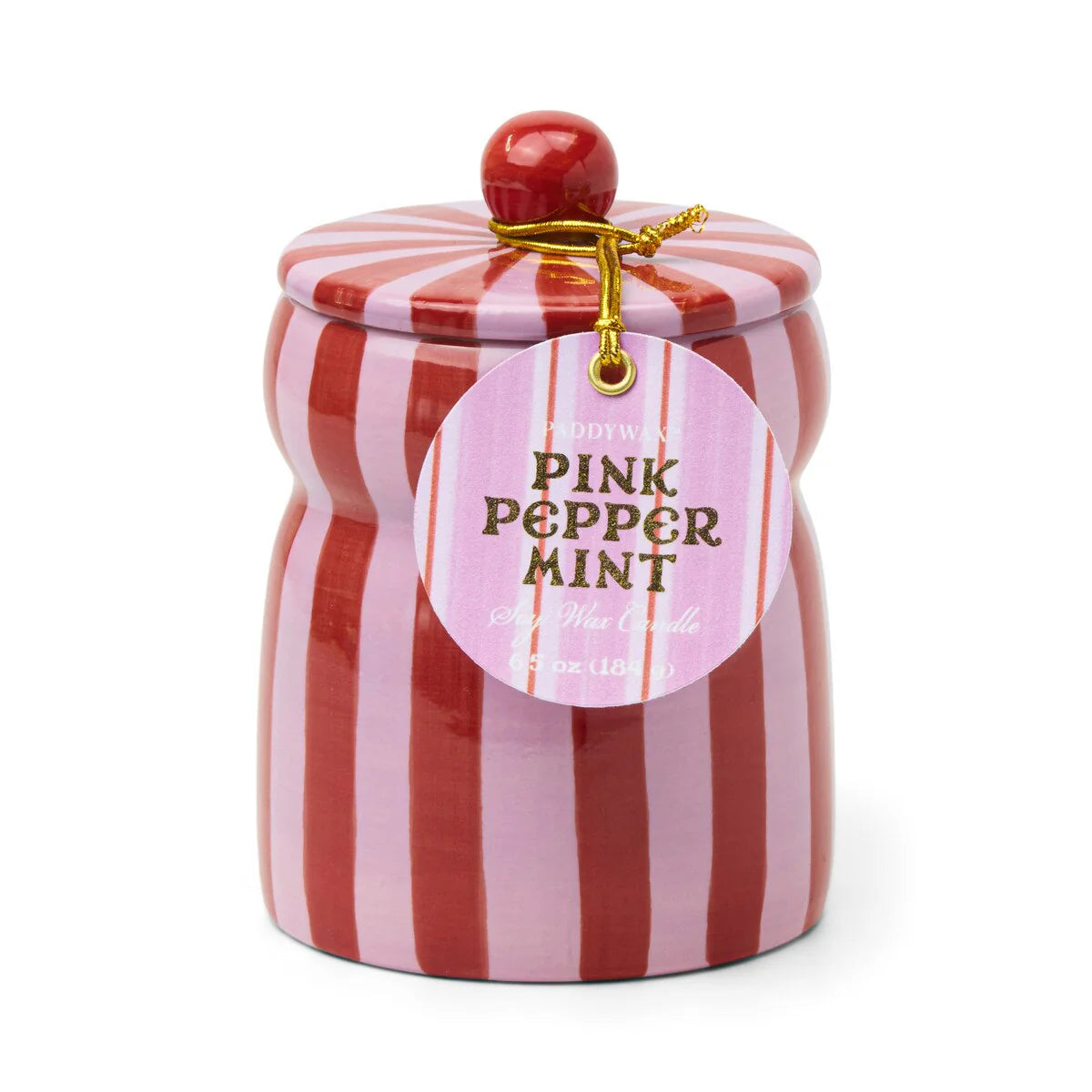 Red/Pink Striped Candle - Pink Peppermint