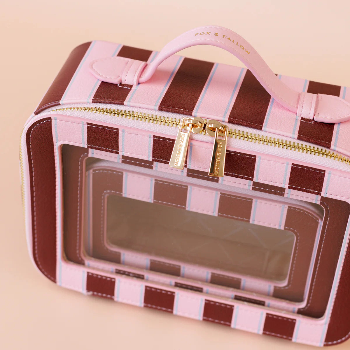 Burgundy Stripe Cosmetic Nested Trio Set