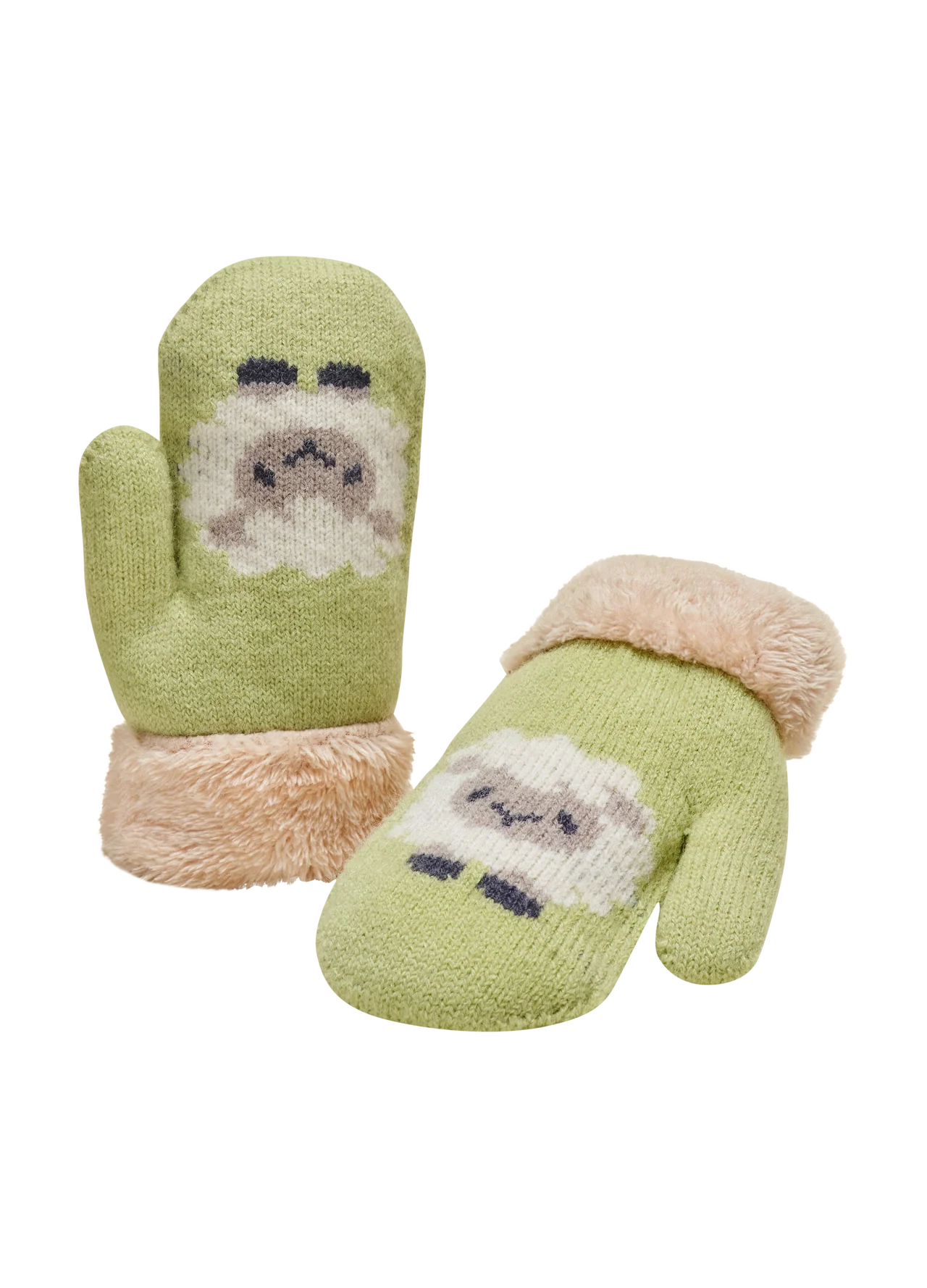 Kids Knitted Mittens - Sheep Sage