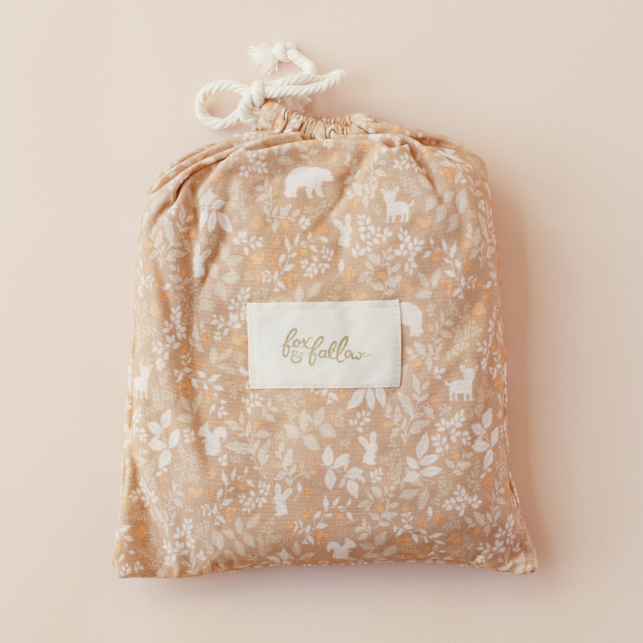 Forest Friends Caramel Organic Fitted Cot Sheet