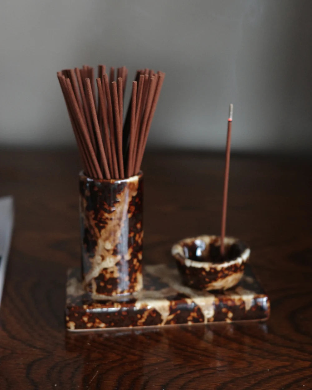 Ceramic Incense Caddy – Chocolate