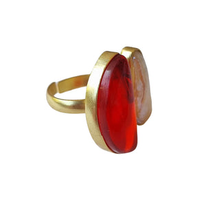 Athenia Natural Stone Ring Orange