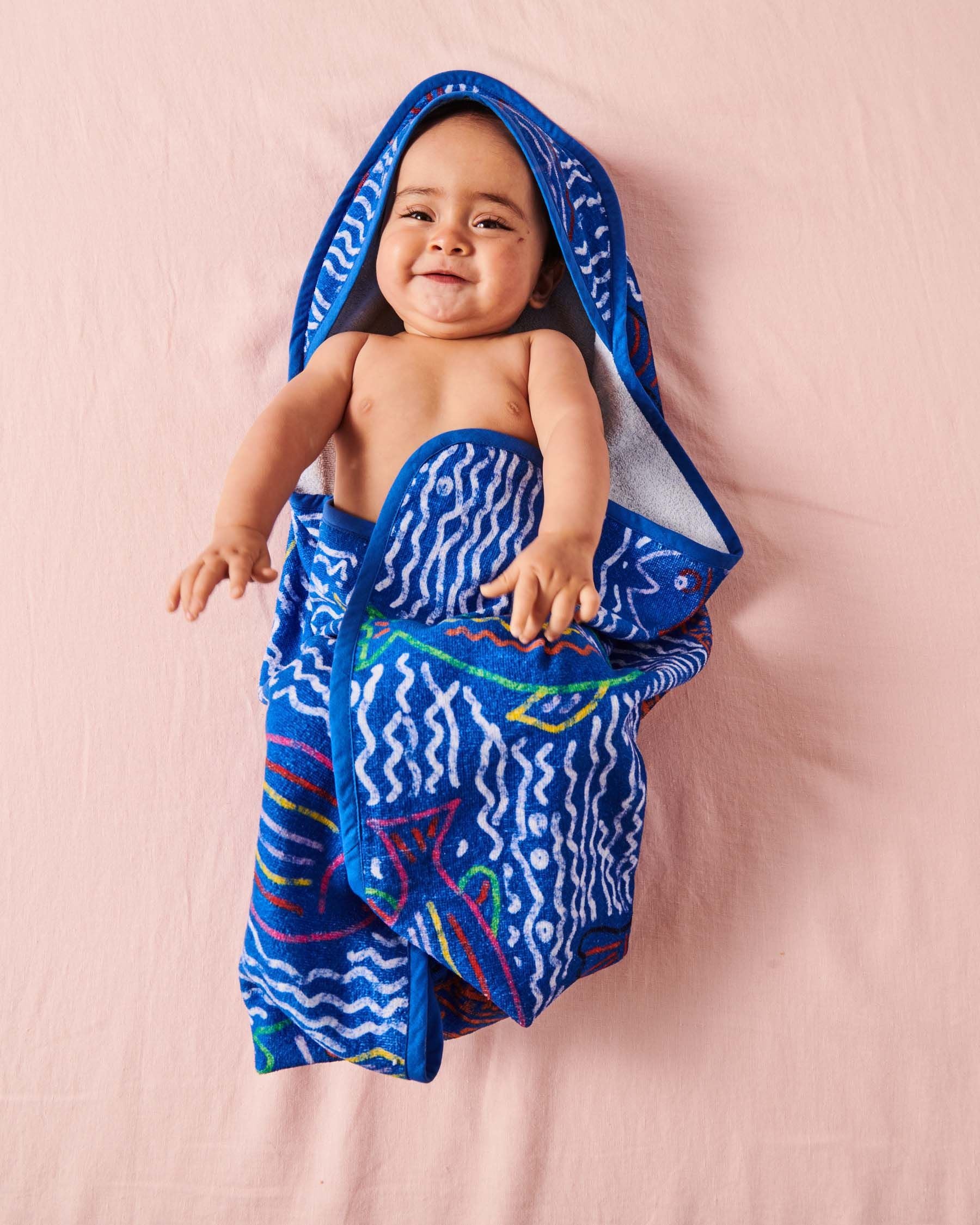 The Deep Blue Printed Terry Baby Towel