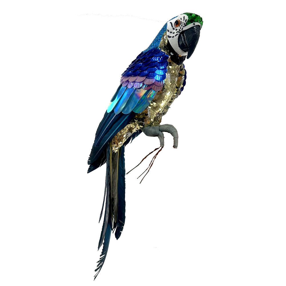 Sequin Parrot Perched Blue & Purple