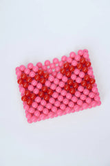 Beaded Card Holder Pink/Red