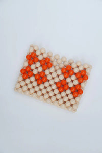 Beaded Card Holder Cream/Orange