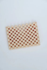 Beaded Card Holder Cream/Orange