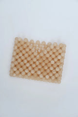 Beaded Card Holder Beige