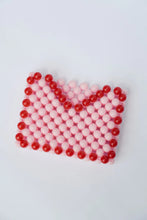 Load image into Gallery viewer, Beaded Card Holder Pastel Pink/Red
