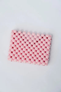 Beaded Card Holder Pastel Pink/Red