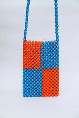 Beaded Phone Bag Orange & Blue