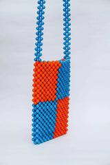 Beaded Phone Bag Orange & Blue