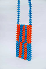 Beaded Phone Bag Orange & Blue