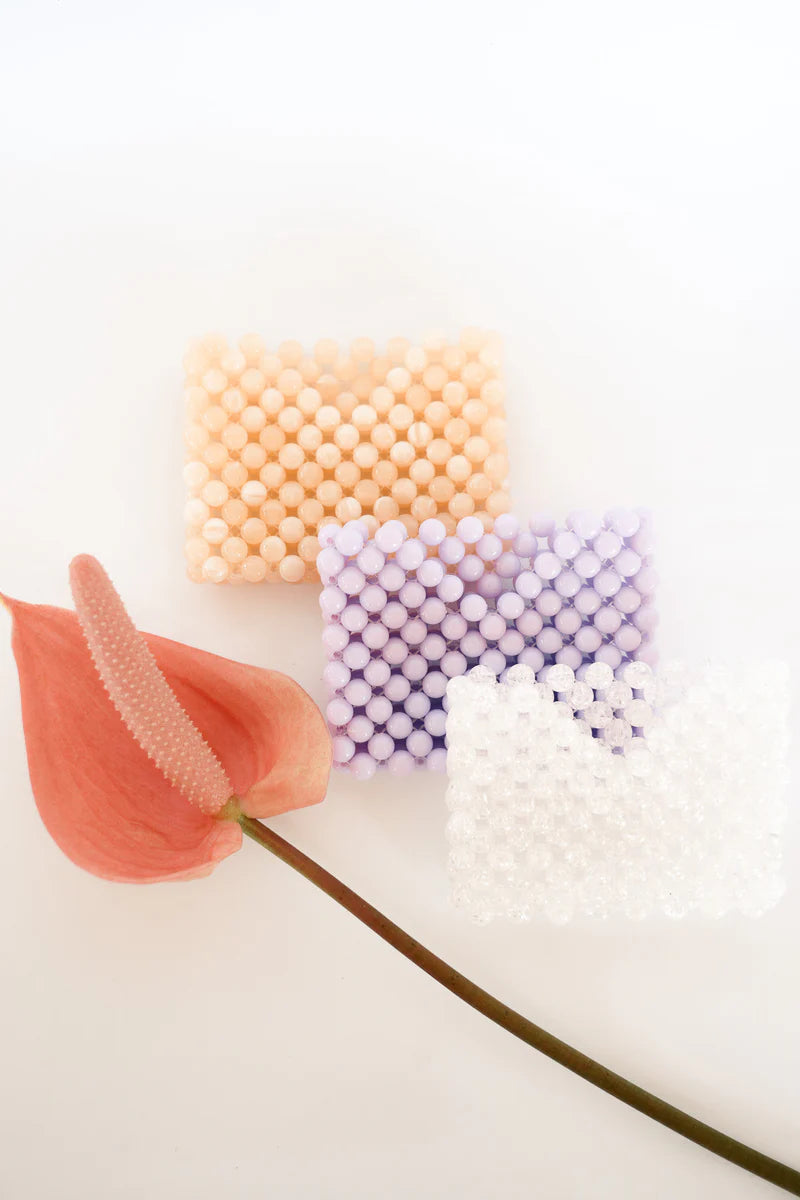 Beaded Card Holder Beige