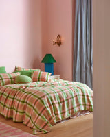 Pistachio Tartan Linen Quilt Cover King