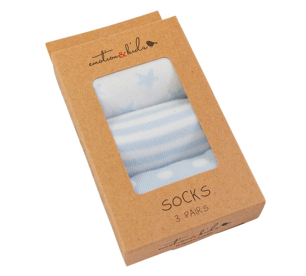 Blue Stripes, Spots & Stars Socks 3 Pack