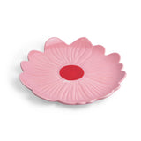 Large Flower Plate - Pink with Red Centre