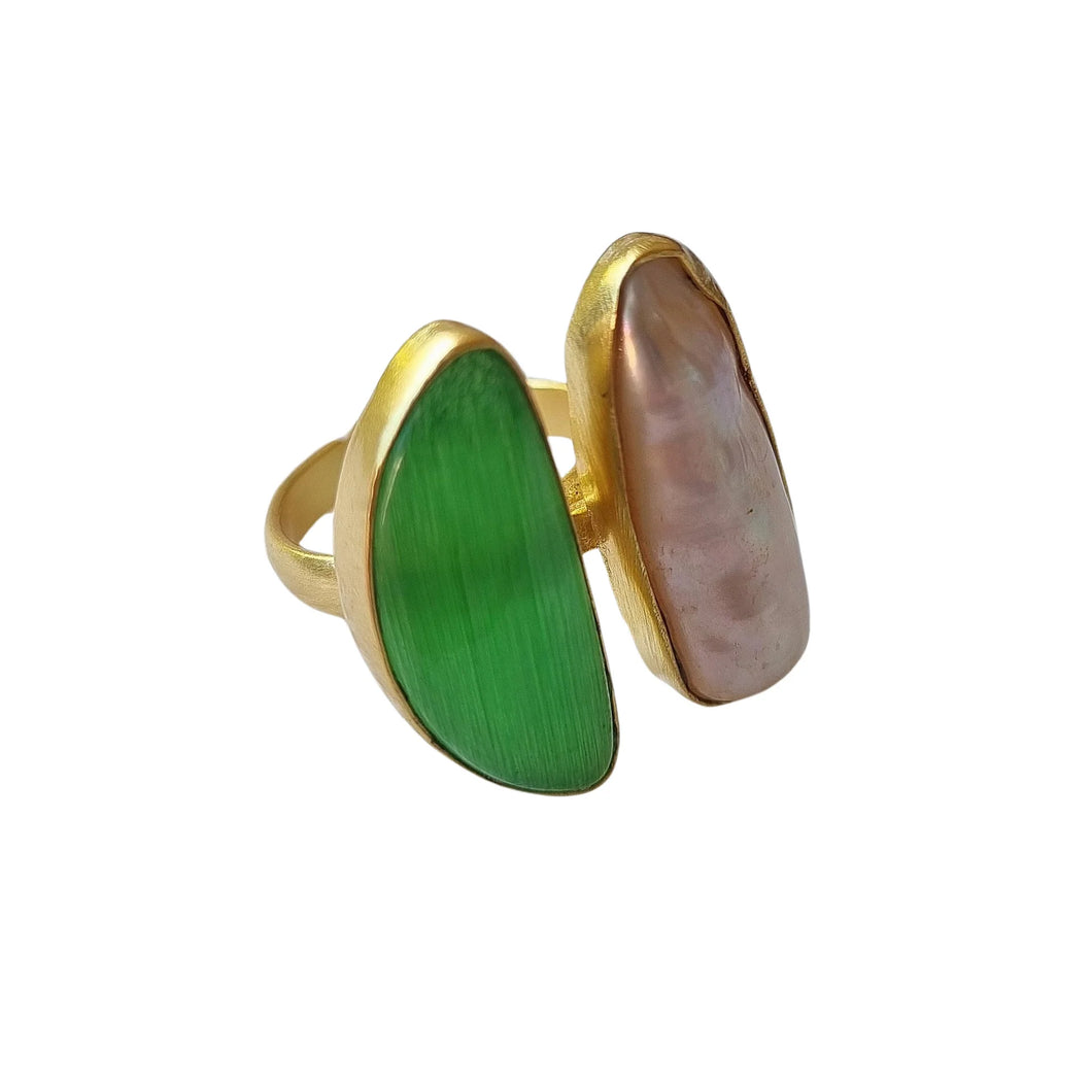 Athenia Natural Stone Ring Green