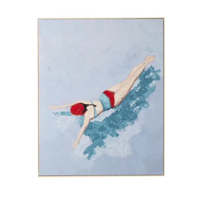 Swimmer Natural Frame Oil Painting 80x100cm