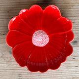 Flower Trinket Dish - Red with Pink Centre