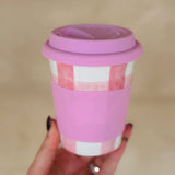 Travel Mug - Pink Gingham