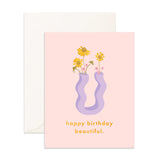 Birthday Beautiful Wiggle Vase Greeting Card