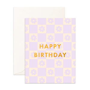 Birthday Lilac Daisy Grid Greeting Card