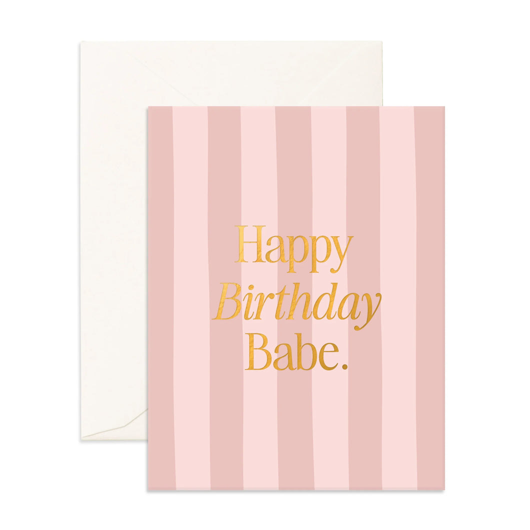 Birthday Babe Rose Stripe Greeting Card